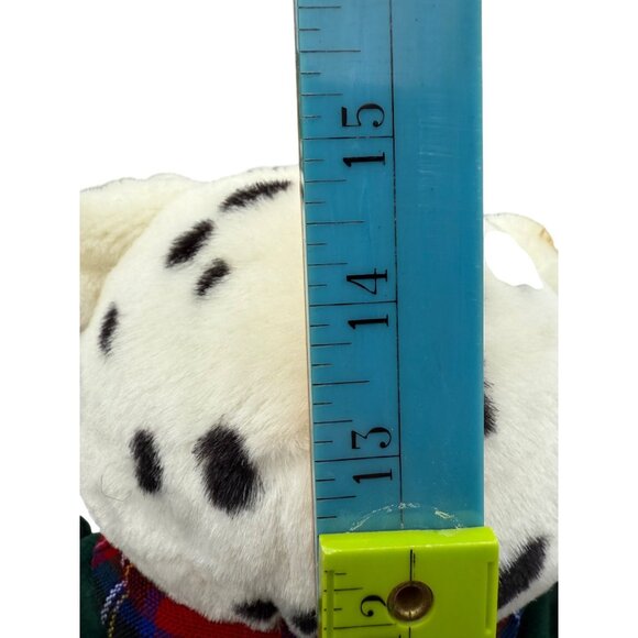 1996 Commonwealth Plush stuffed Dalmatian Xmas dog w/ green coat & red bow tie - Picture 16 of 16